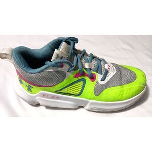 UNDER ARMOUR: Neon Green/Pink/White Laced Up Sneakers, Women's Size 7.5
